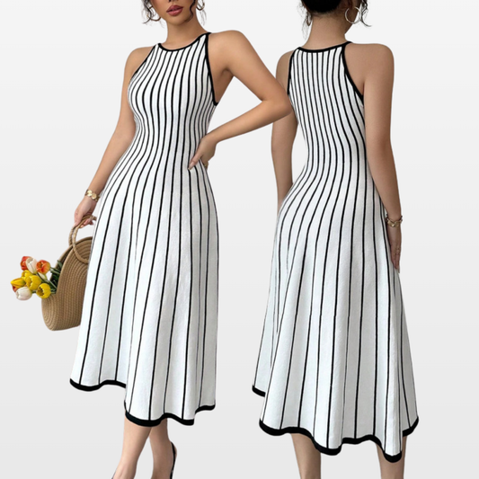 Sleeveless Vertical Stripe Midi Dress