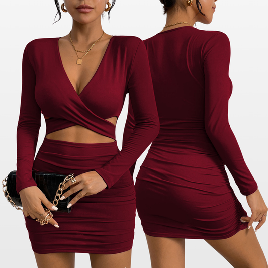 Cut-Out Long Sleeve Bodycon Mini Dress